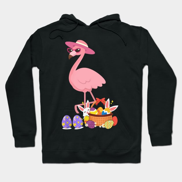 Womens Pretty Easter Flamingo with Easter Basket Funny Gifts Hoodie by cruztdk5